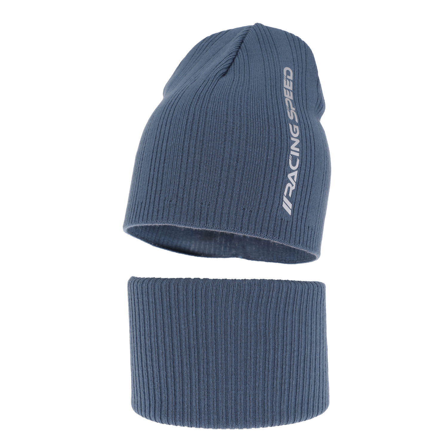 Ensemble automne/printemps garçon: bonnet et snood, met katoen, bleu, Kolorado