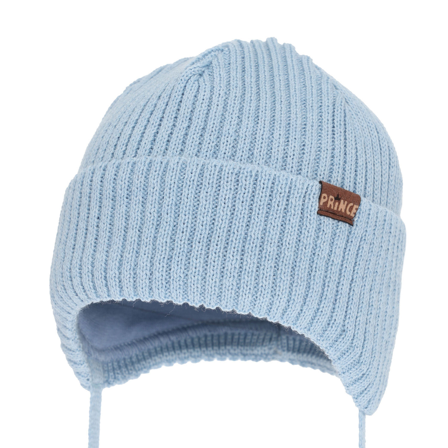 Jongens wintermuts, met bindkoorden, met merinowol, lichtblauw, Puser