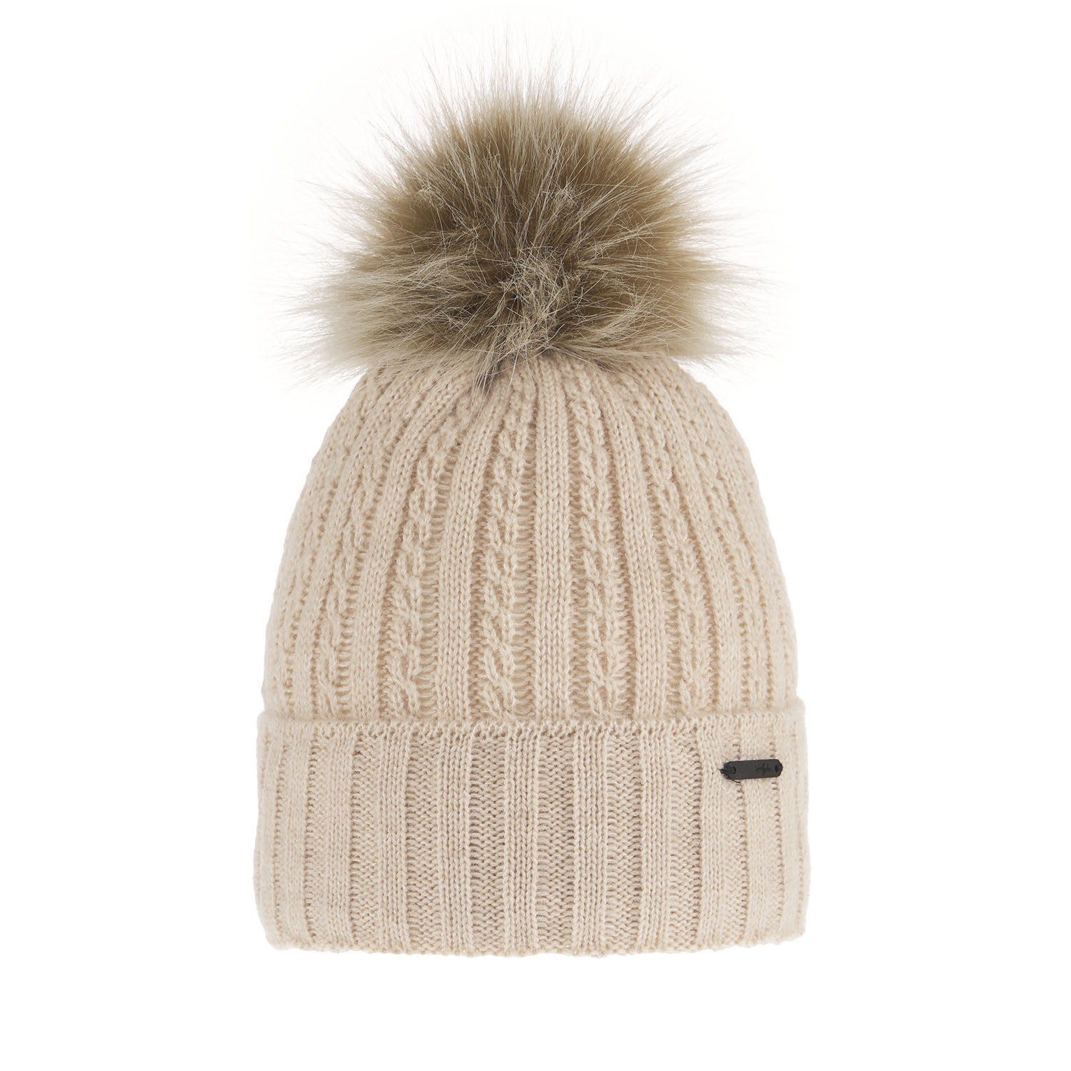 Bonnet d'hiver femme, beige, avec pompon, Karizma