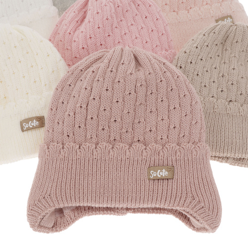 Bonnet automne/printemps fille, blanc, avec liens, Tema