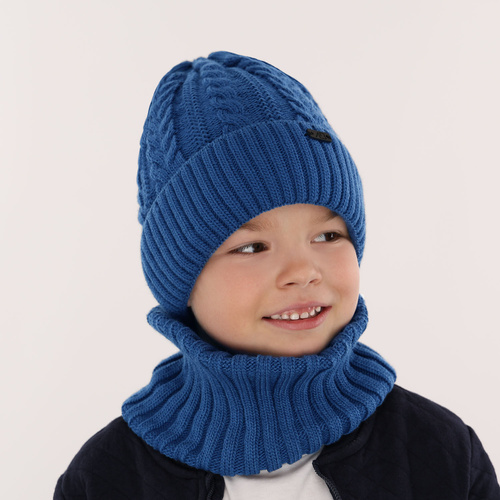 Ensemble d'hiver garçon: bonnet et snood, beige, Colins