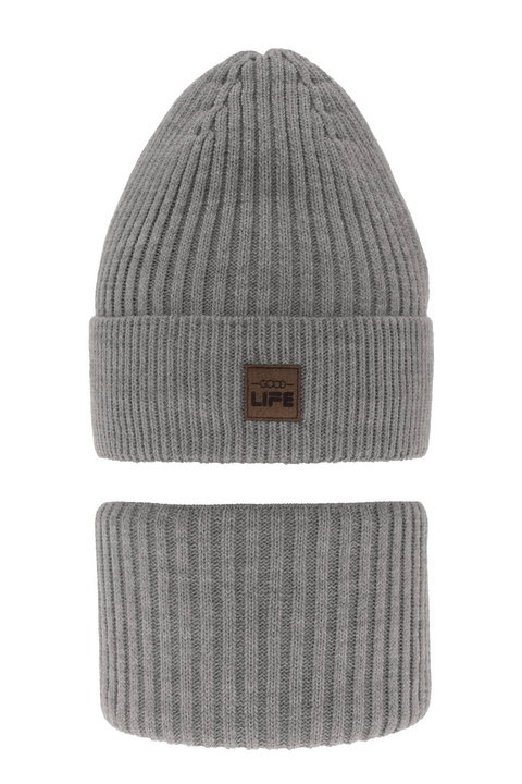 Ensemble d'hiver garçon: bonnet et snood, gris, Basilio