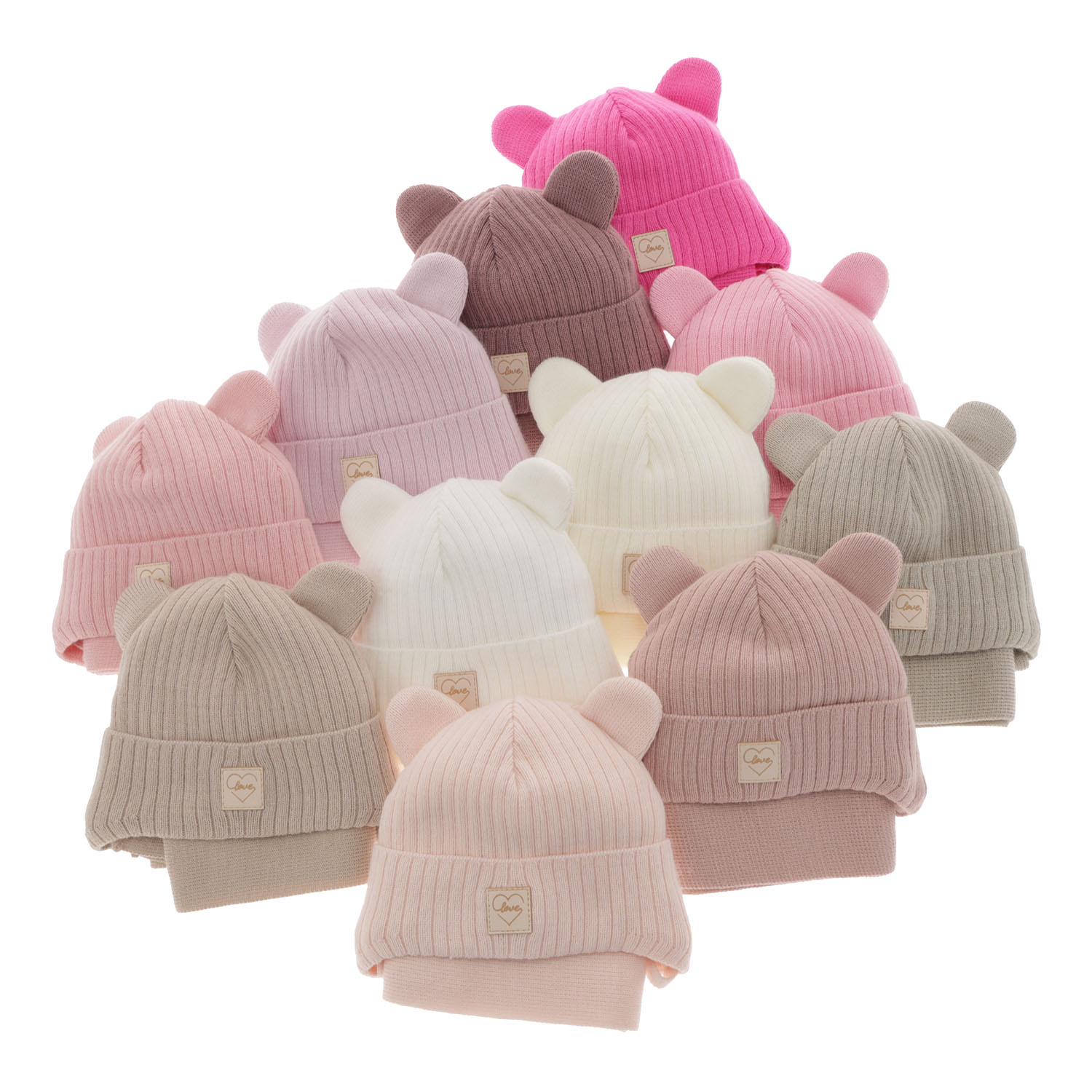 Ensemble d'hiver fille: bonnet et écharpe, rose, avec liens, Antola