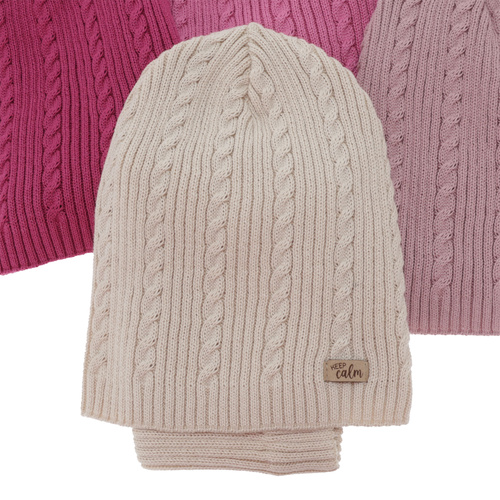 Meisjes herfst/lente set (muts en buissjaal), roze, met katoen, Ordesa