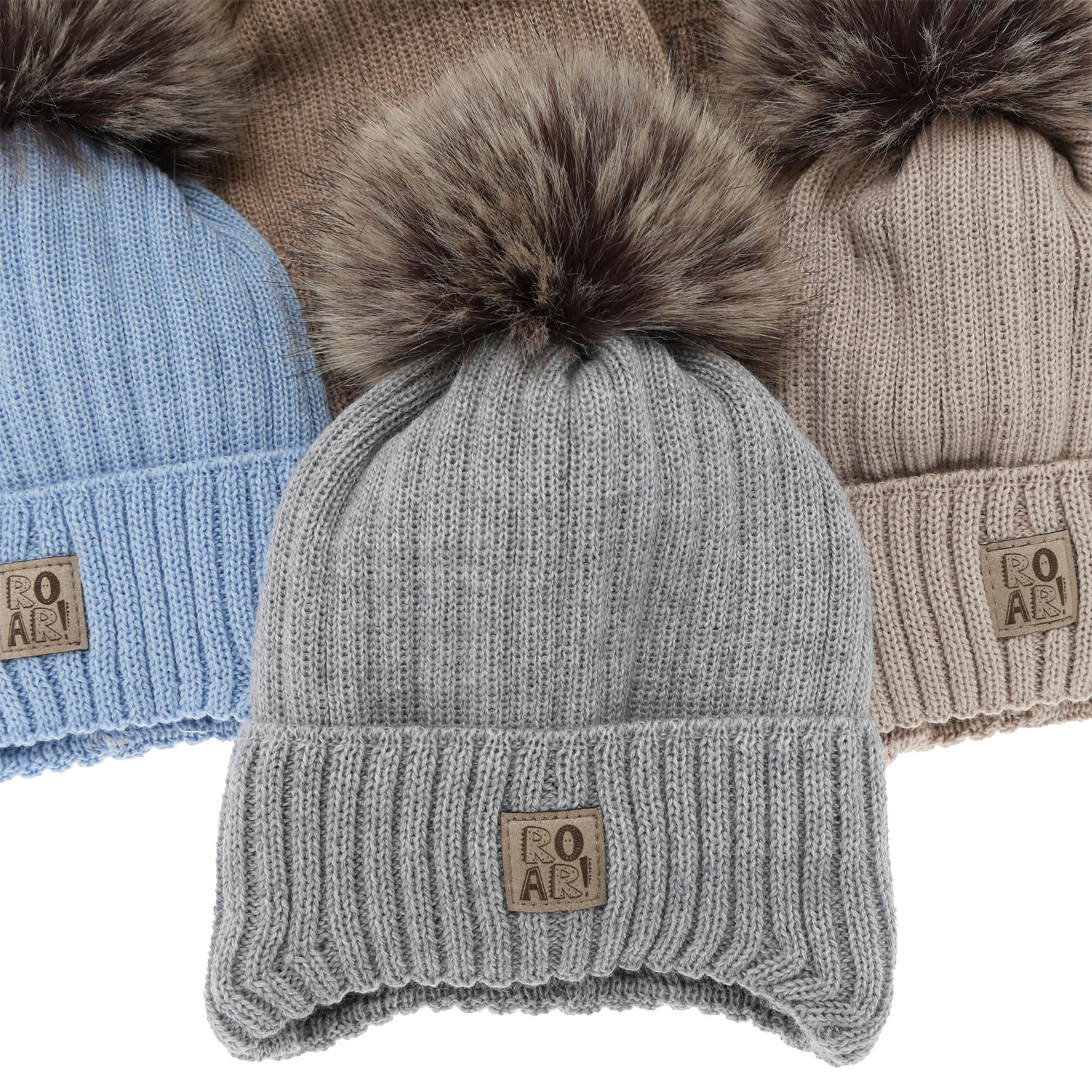 Jongens wintermuts, cremekleurig, wiązana, z wełną merino, Nabil