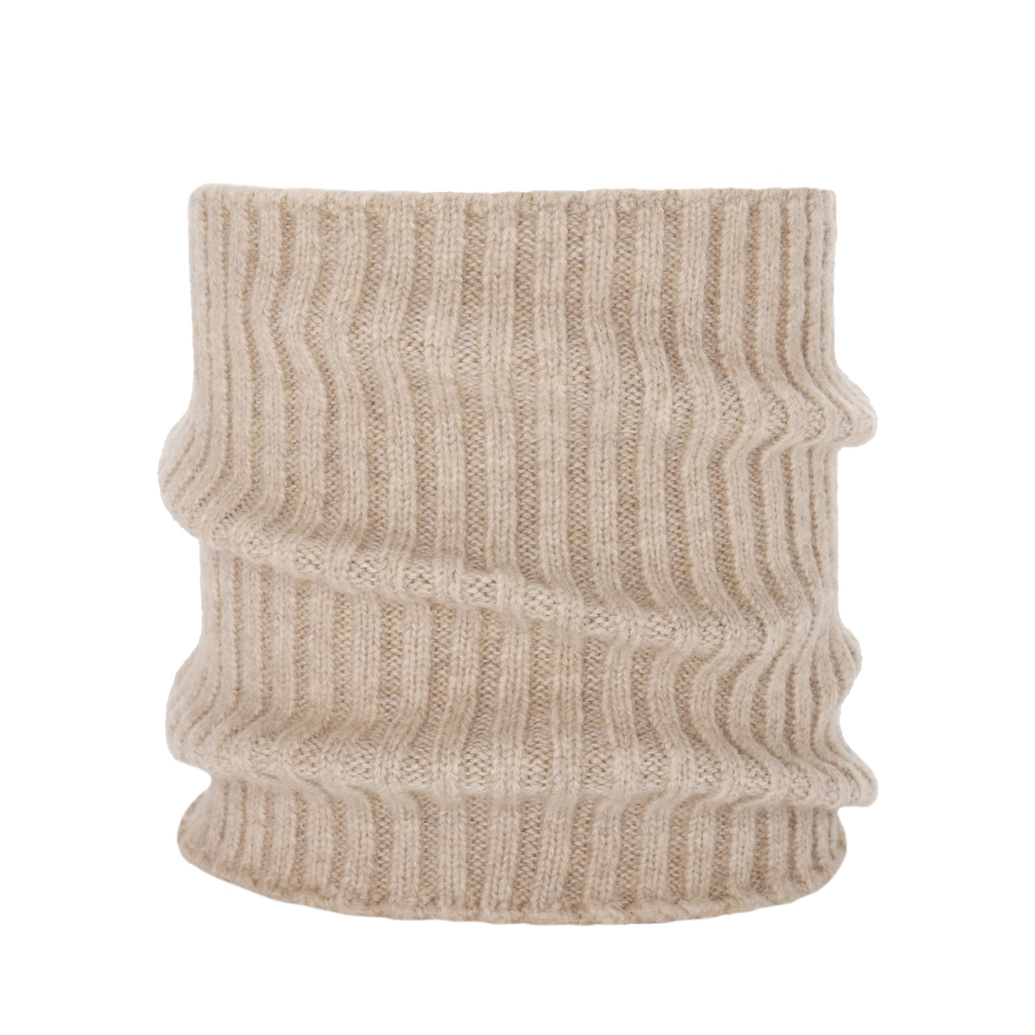 Snood d'hiver femme, beige, avec laine mérinos, Besta