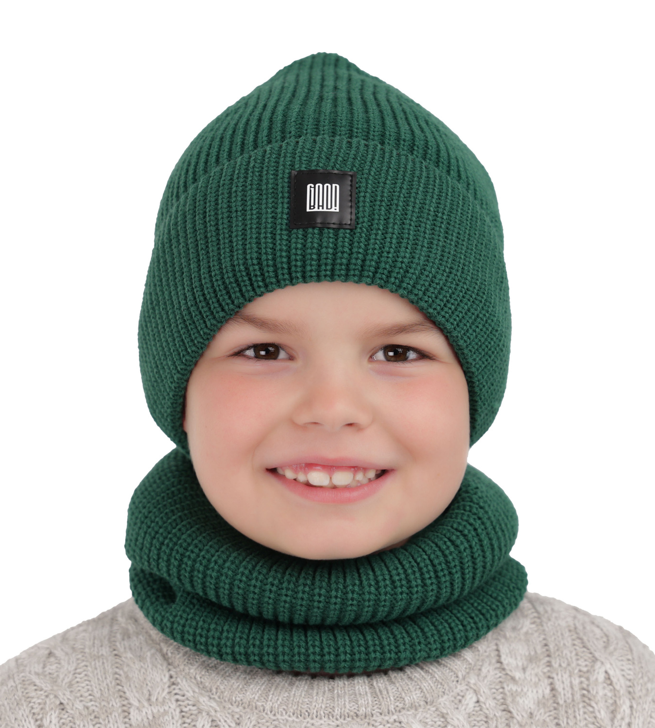 Ensemble d'hiver garçon: bonnet et snood, camel, Amadeo