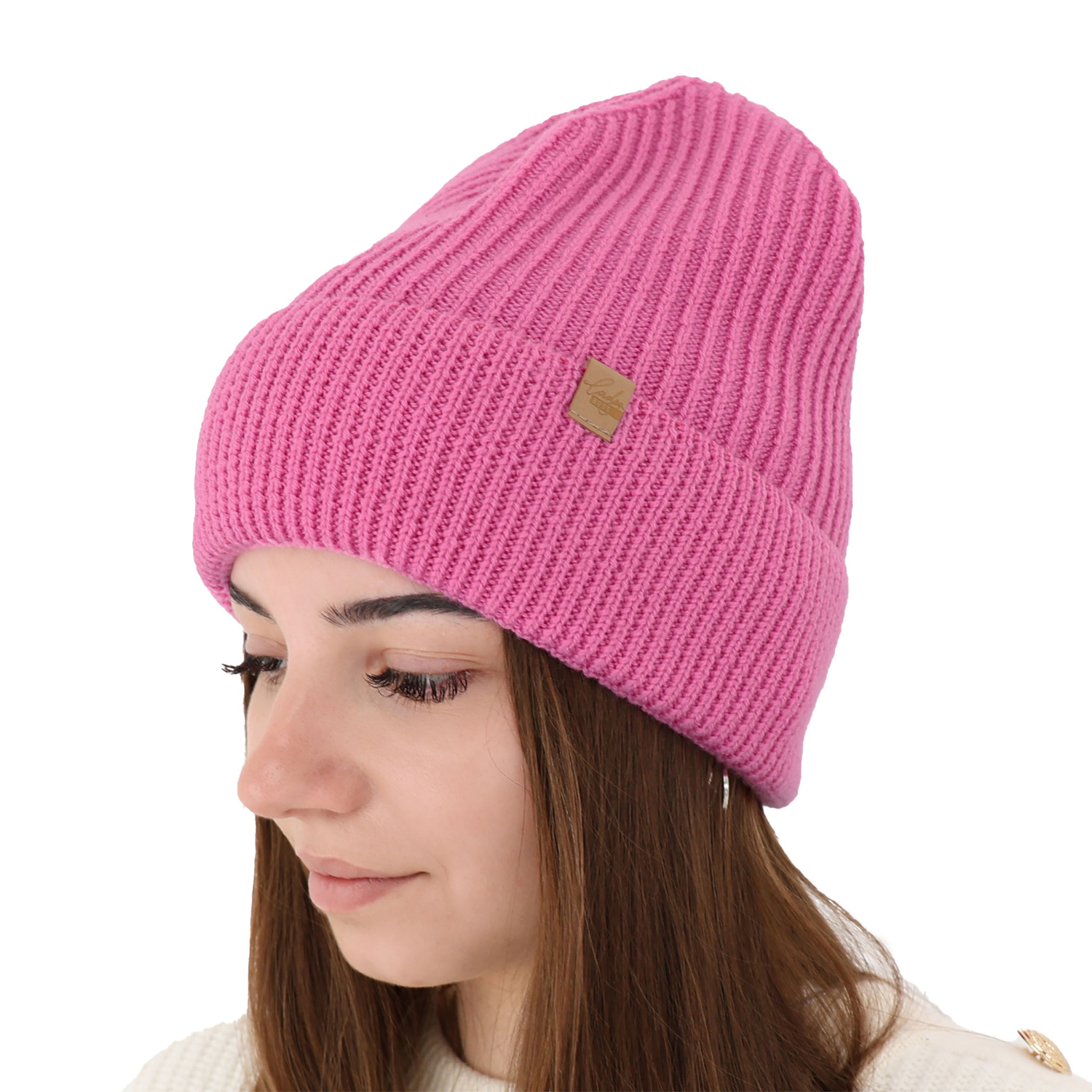 Dames wintermuts, camel, 100% Merino Wol, Isla