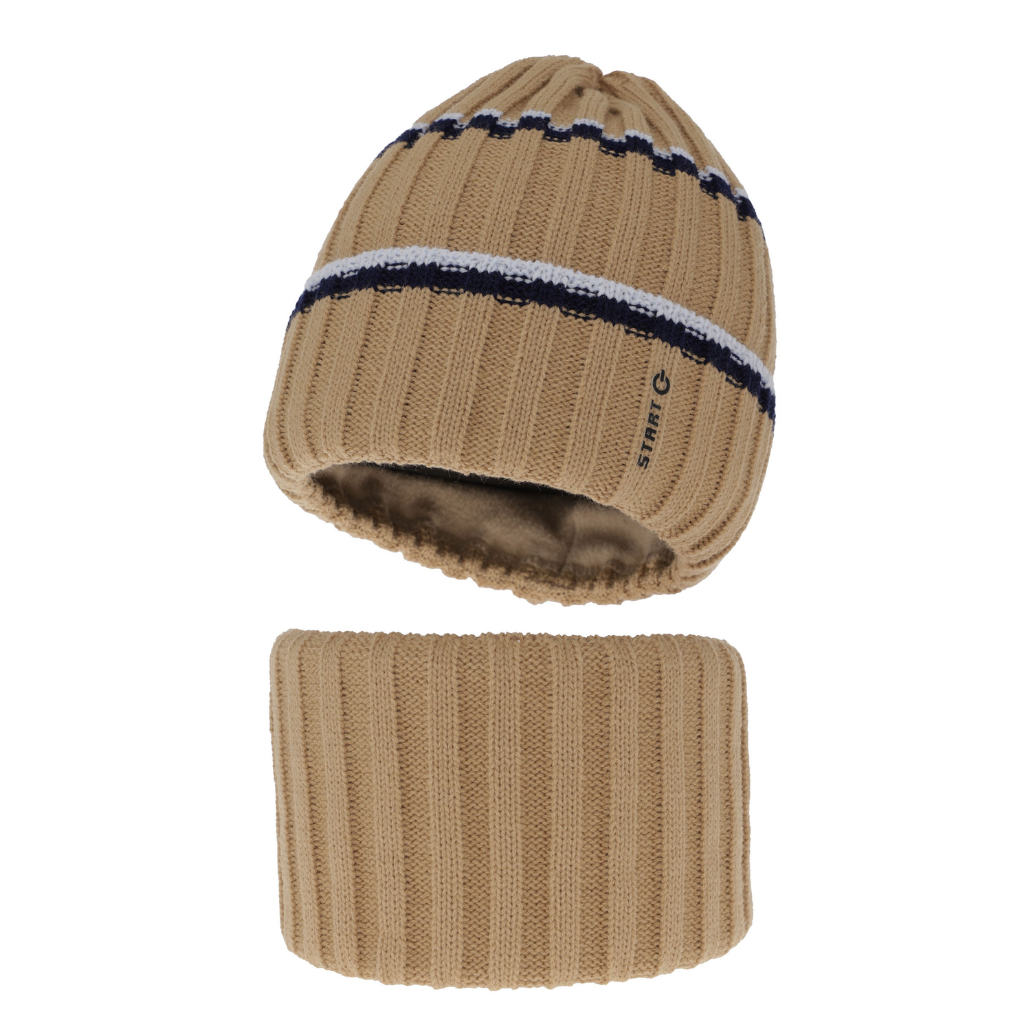 Ensemble d'hiver garçon: bonnet et snood, camel, Bastien