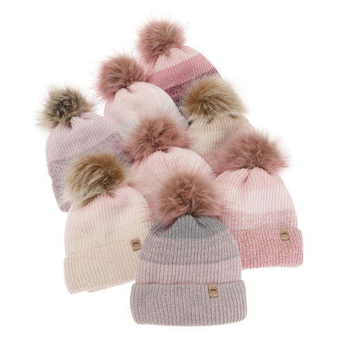 Ensemble d'hiver fille: bonnet et snood, violet, avec pompon, Gimena