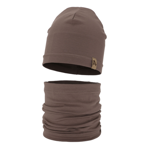 Ensemble automne/printemps garçon: bonnet et snood, brun, Griffin