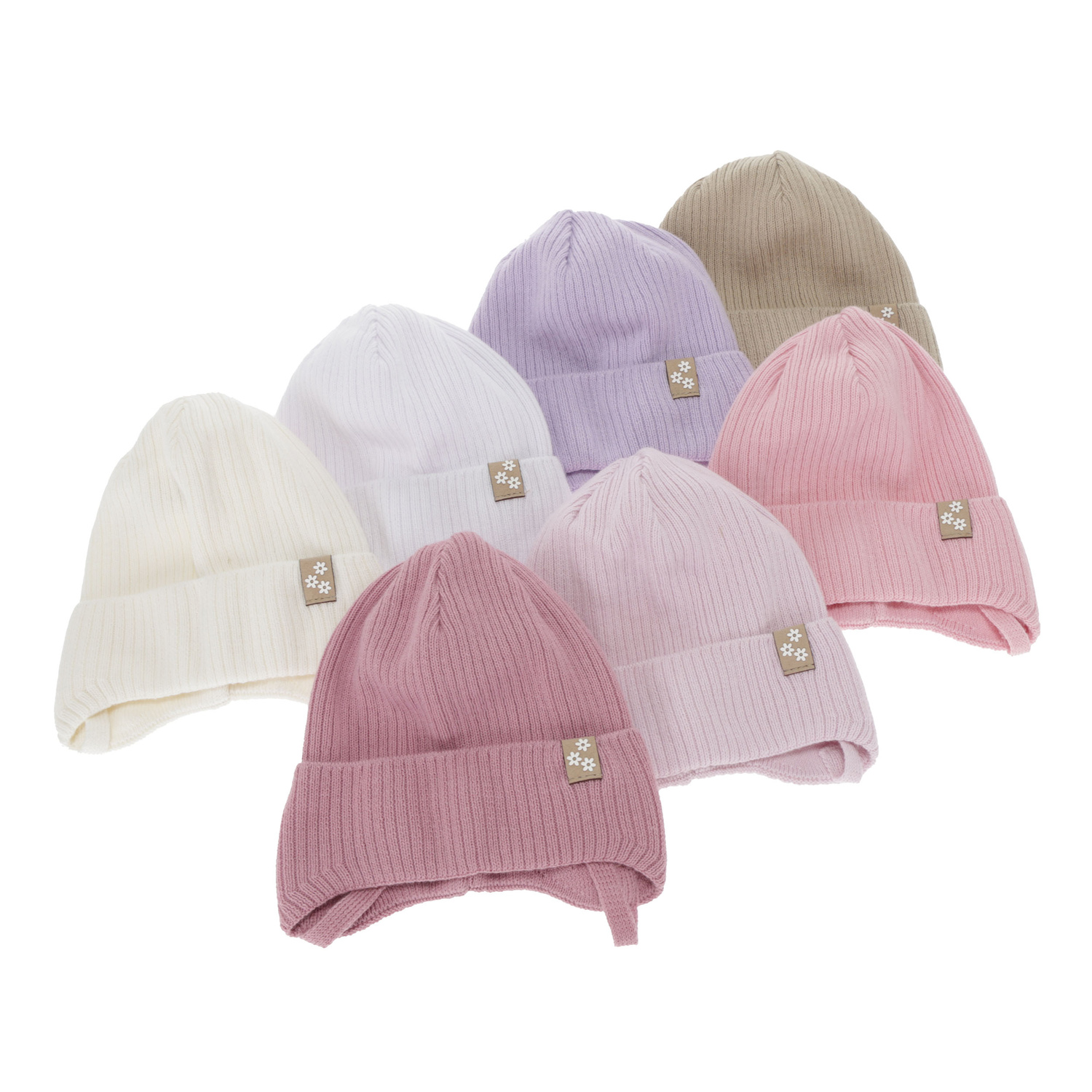 Meisjes herfst/lente muts, wit, met bindkoorden, 100% katoen, Lunara