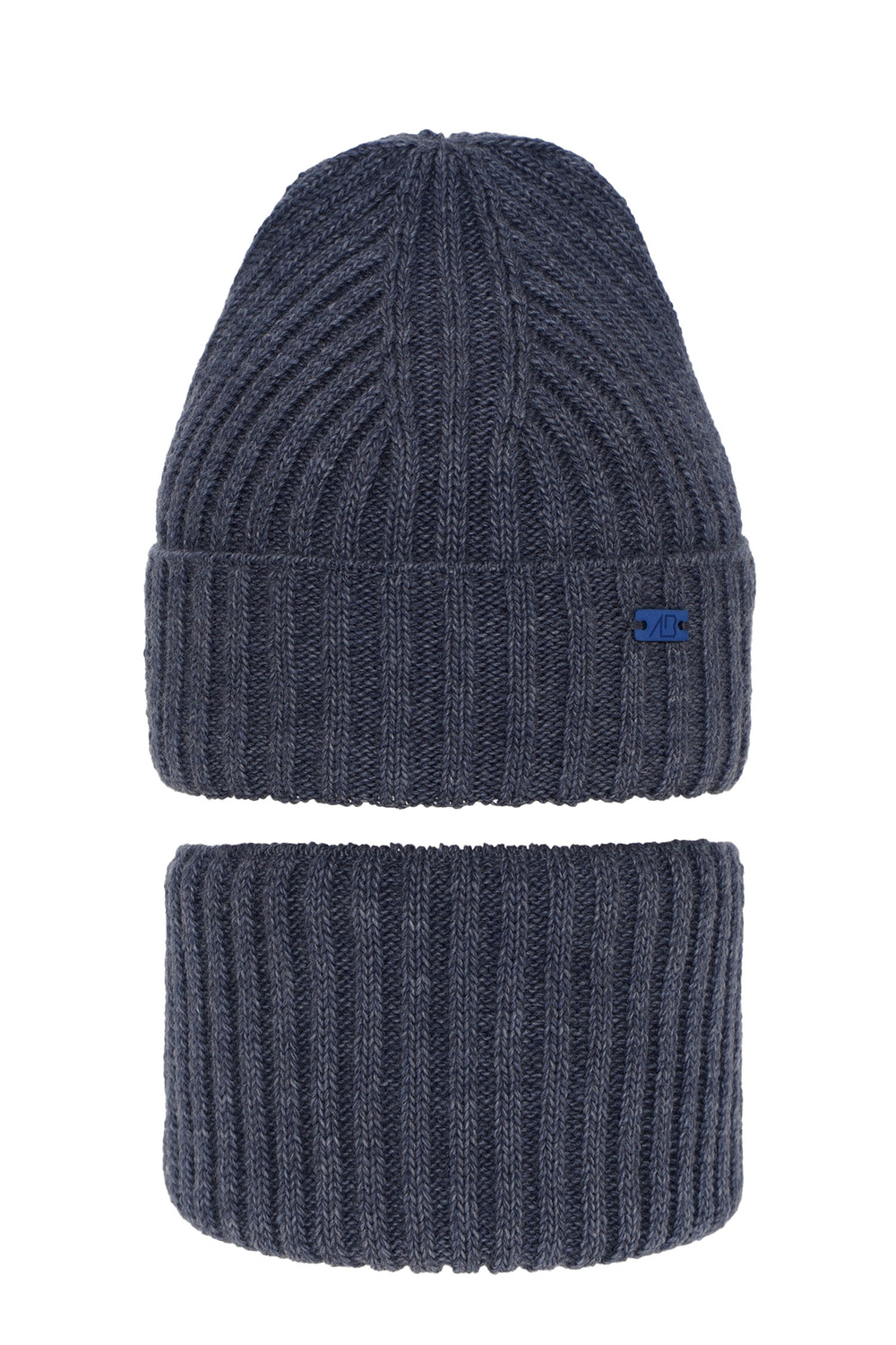 Jongens winter set muts en sjaal, jeansowy, Zeno