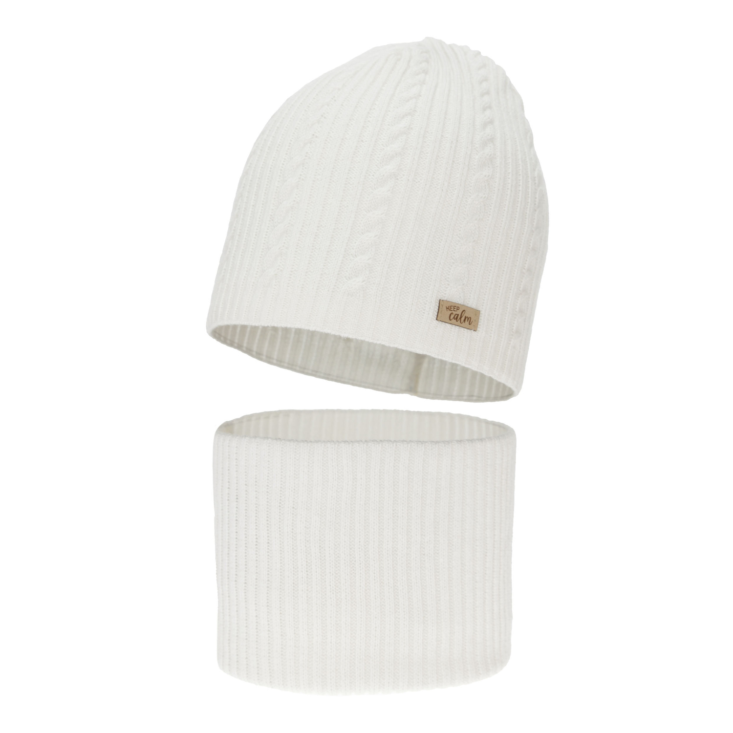 Meisjes herfst/lente set (muts en buissjaal), cremekleurig, met katoen, Ordesa