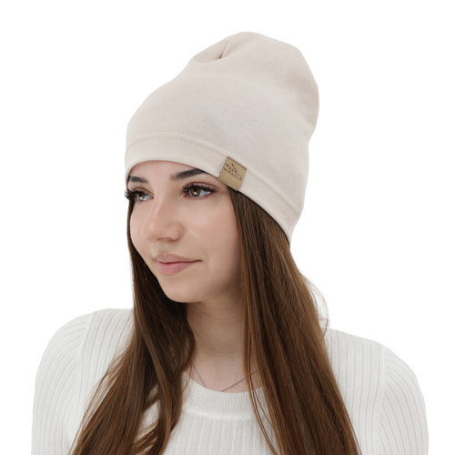 Bonnet automne/printemps femme, crème, en coton, Brema