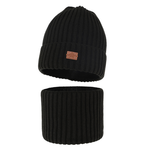 Ensemble d'hiver garçon: bonnet et snood, noir, Fargo