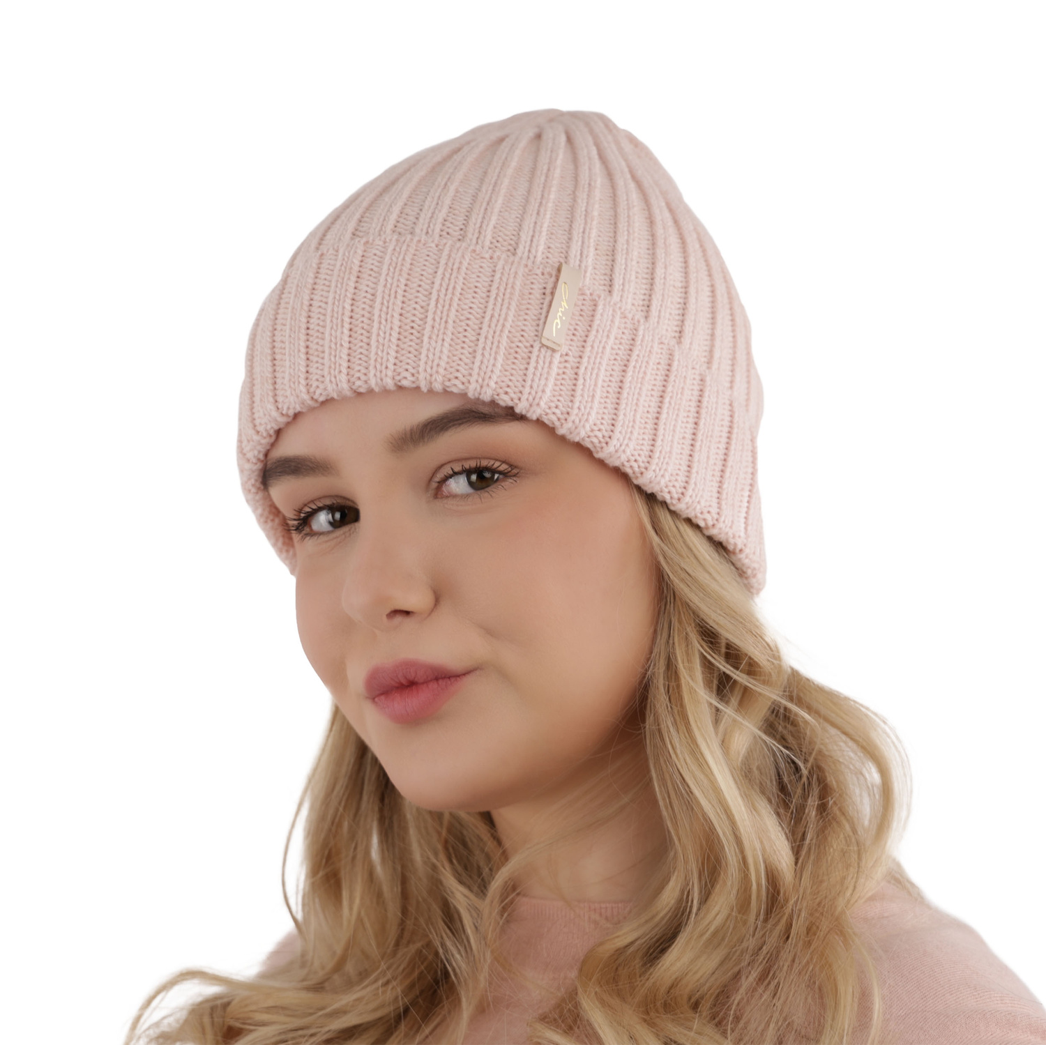 Bonnet d'hiver femme, rose, avec laine mérinos, Missi