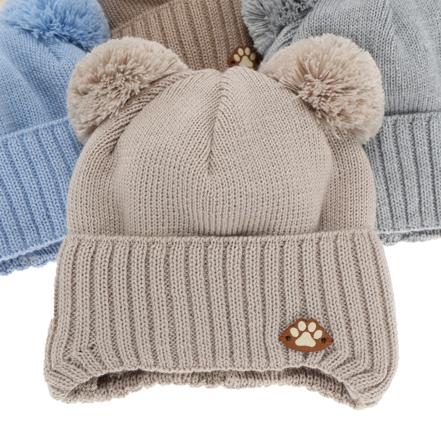 Jongens wintermuts, met bindkoorden, met merinowol, jasnoszary, Rimini