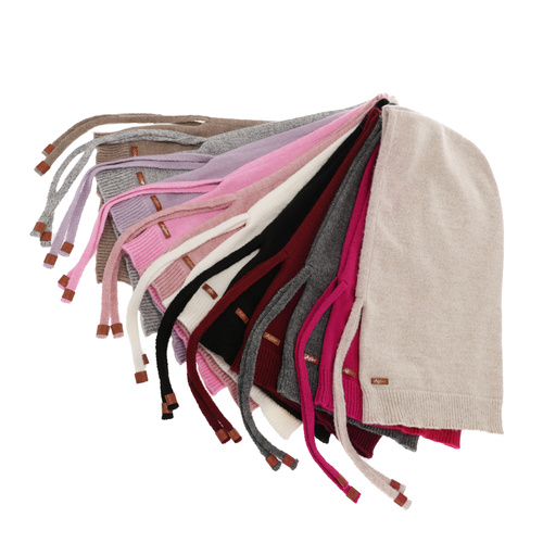 Dames winter bivakmuts, fuchsia, met merinowol, Elizabeth