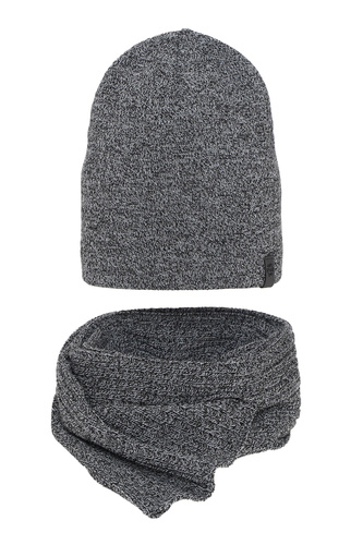 Winter heren set: muts en sjaal donkergrijs Mores