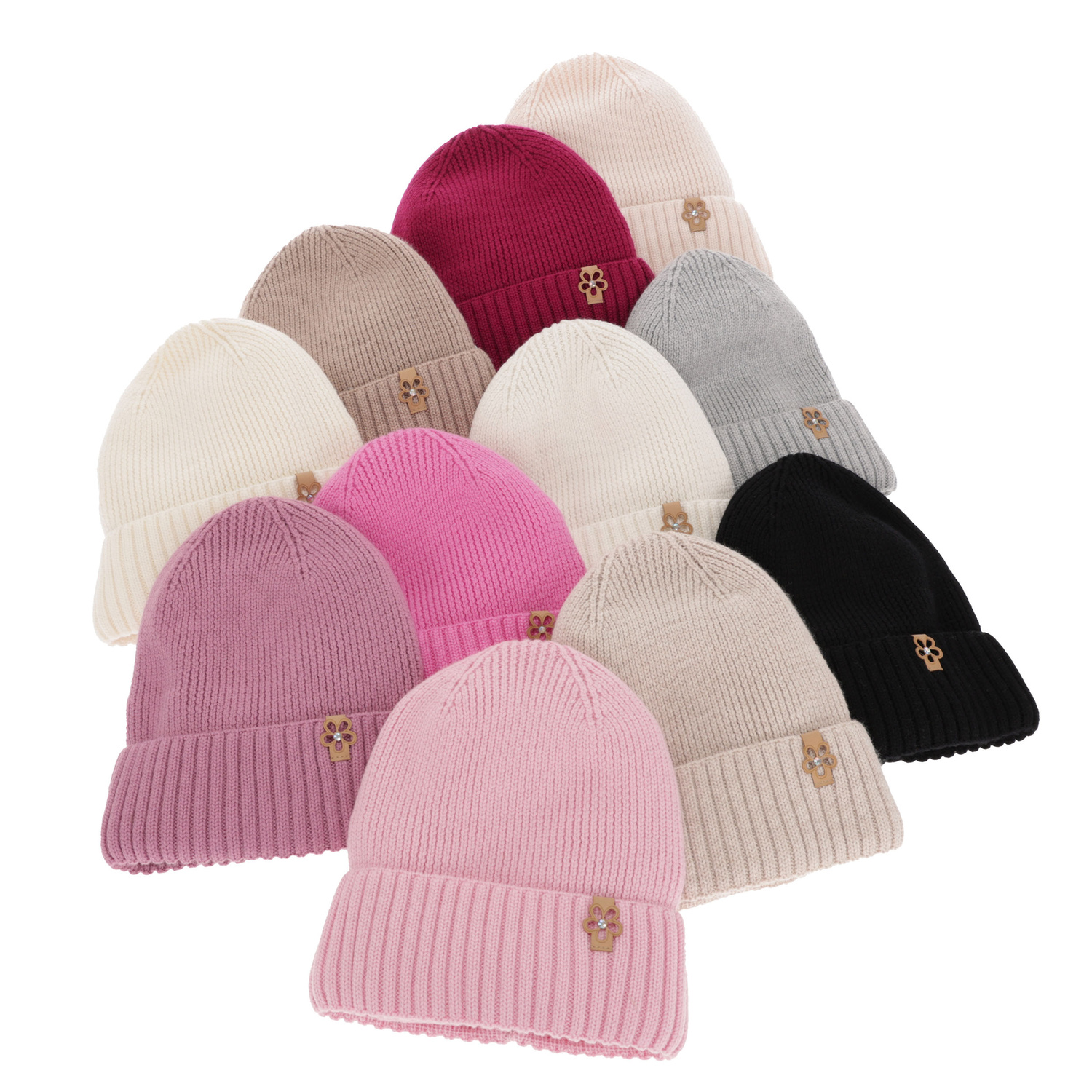 Ensemble d'hiver fille: bonnet et snood, rose clair, avec laine mérinos, Nelita