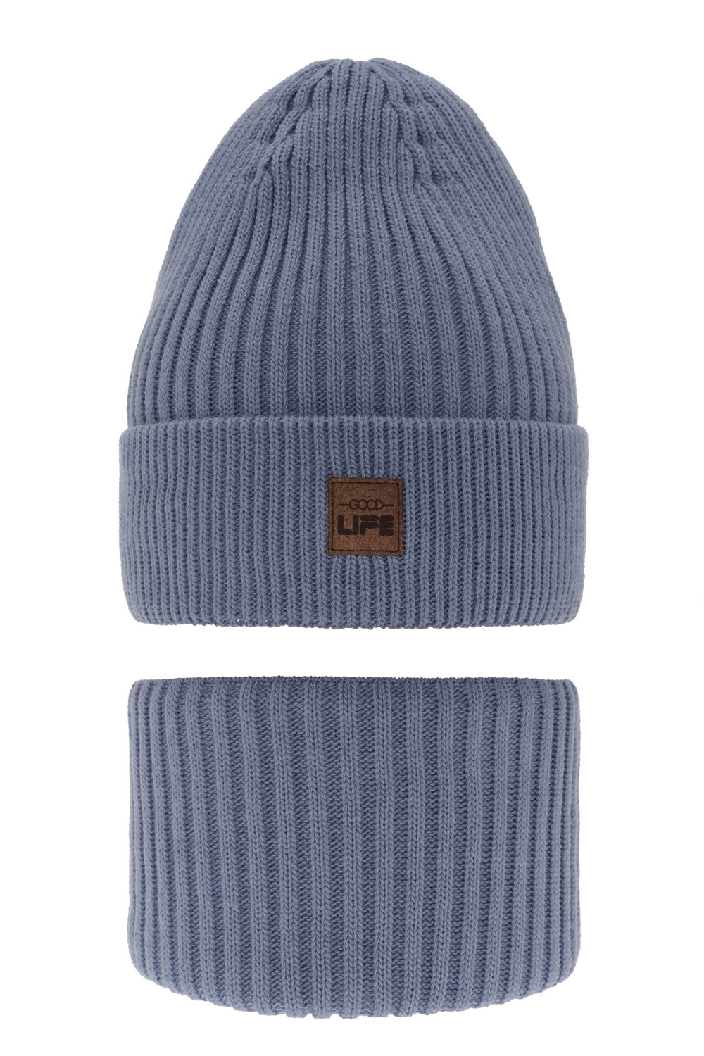 Ensemble d'hiver garçon: bonnet et snood, bleu clair, Basilio