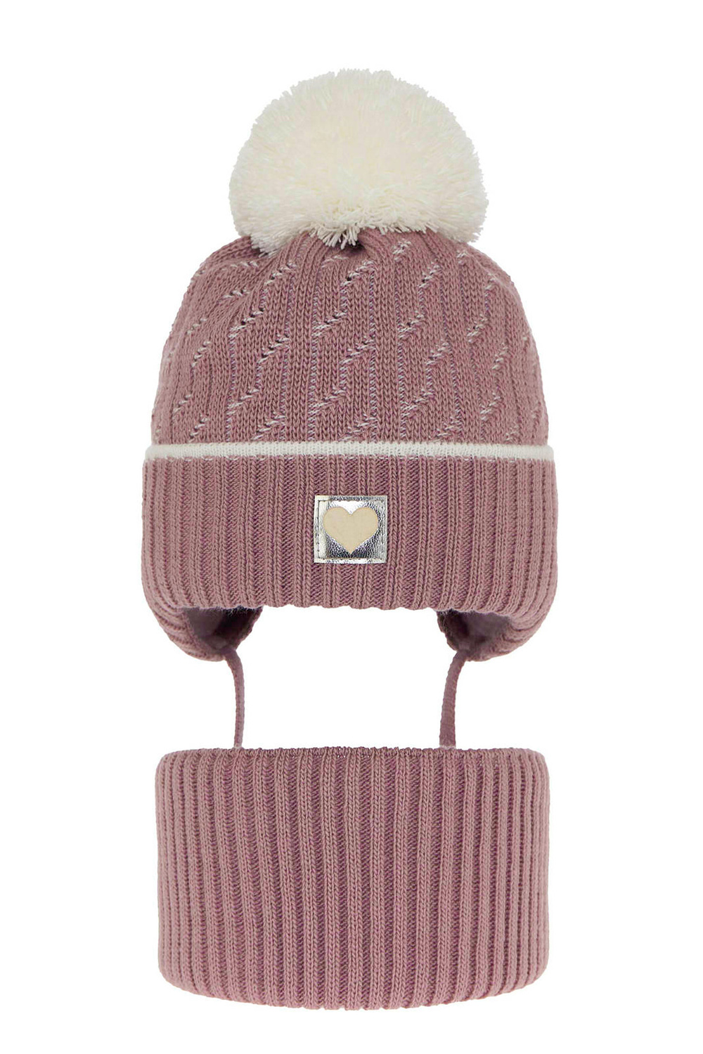 Ensemble d'hiver fille: bonnet et snood, avec pompon, Natka