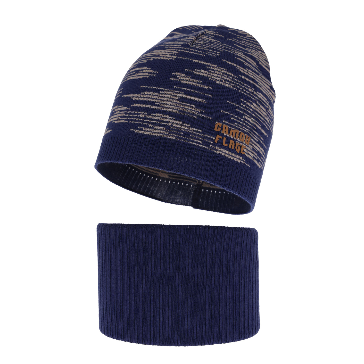 Ensemble automne/printemps garçon: bonnet et snood, met katoen, bleu marine, Carter