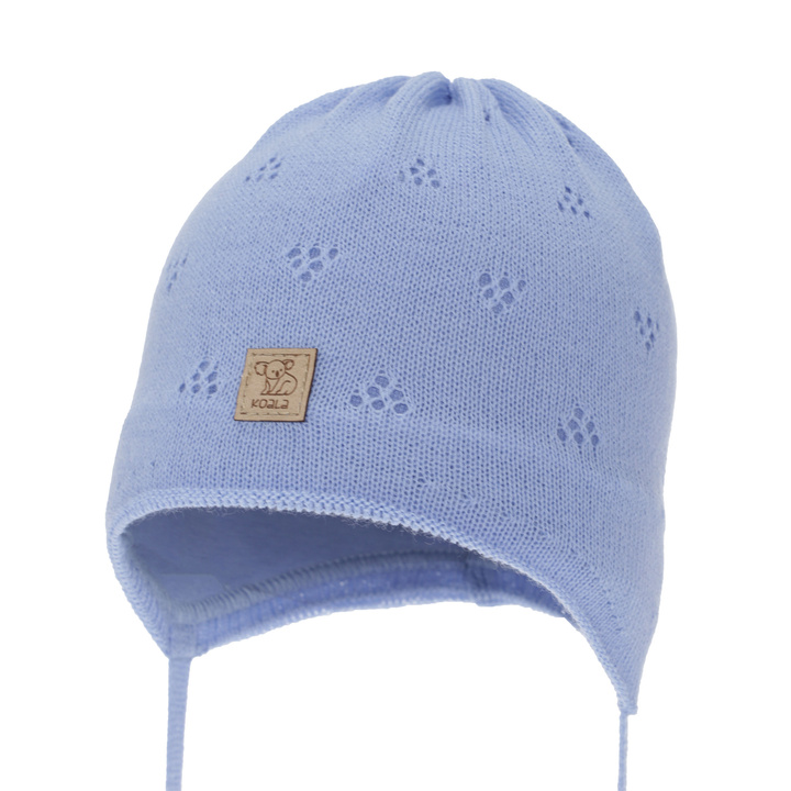 Jongens herfst/lente muts, blauw, met bindkoorden, Slate