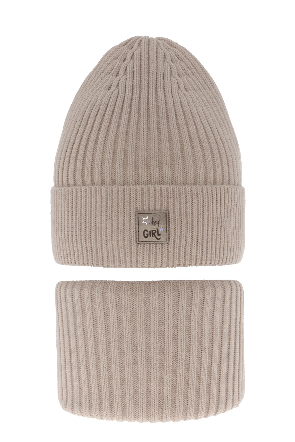 Ensemble d'hiver fille: bonnet et snood, beige, Georgina