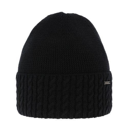 Bonnet d'hiver femme, noire, avec laine mérinos, Febe