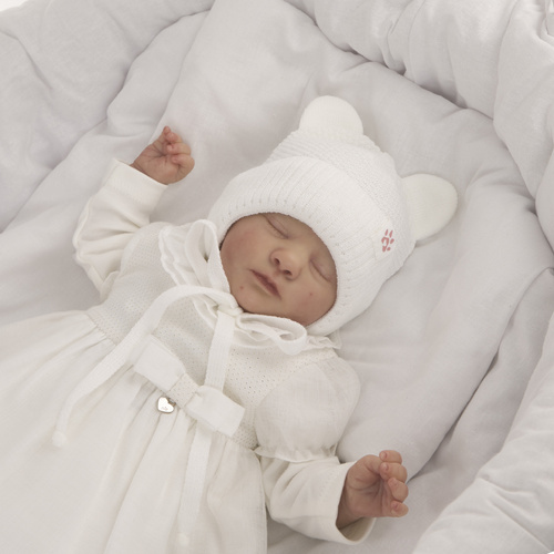 Meisjes wintermuts, beige, met bindkoorden, Lala