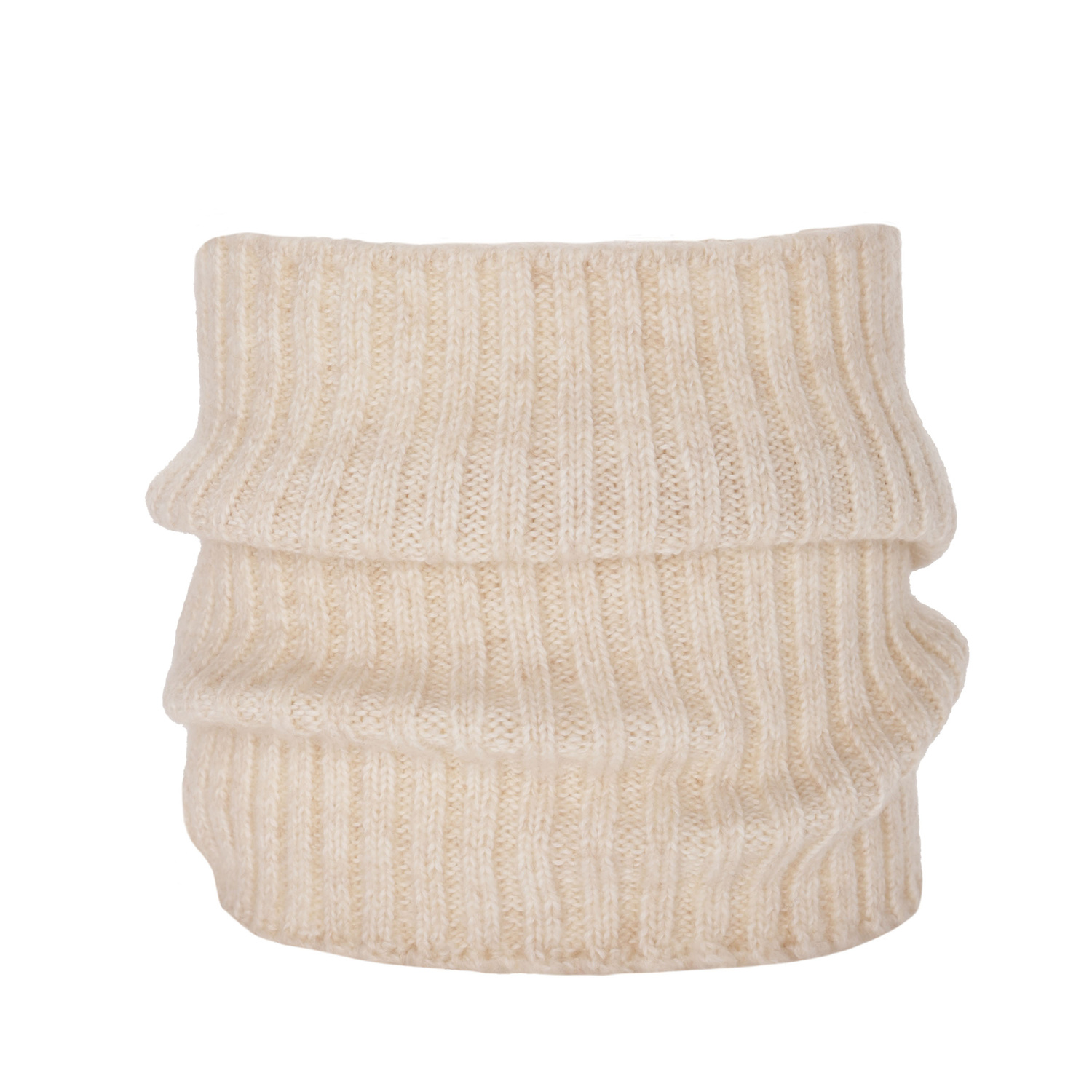 Snood d'hiver femme, beige, avec laine mérinos, Besta