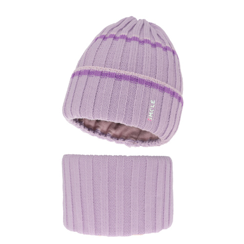 Ensemble d'hiver fille: bonnet et snood, violet, Judit