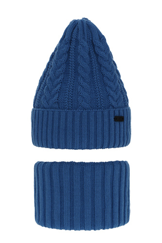 Ensemble d'hiver garçon: bonnet et snood, bleu, Colins