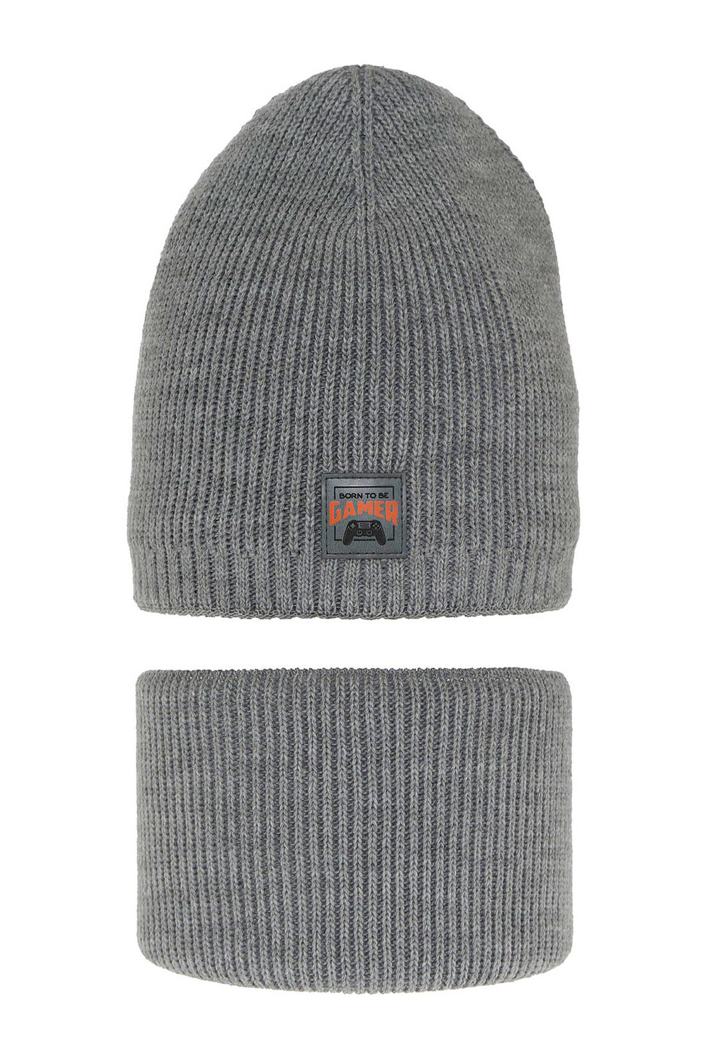 Ensemble d'hiver garçon: bonnet et snood, gris, Gami
