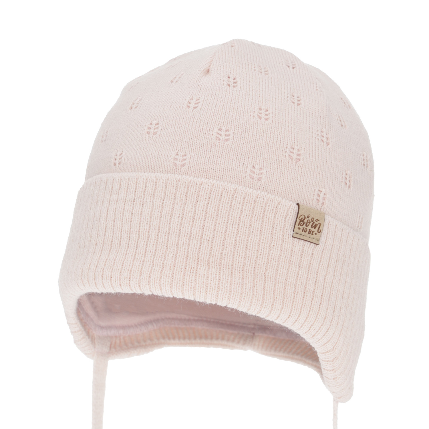 Meisjes herfst/lente muts, beige, met bindkoorden, Froya