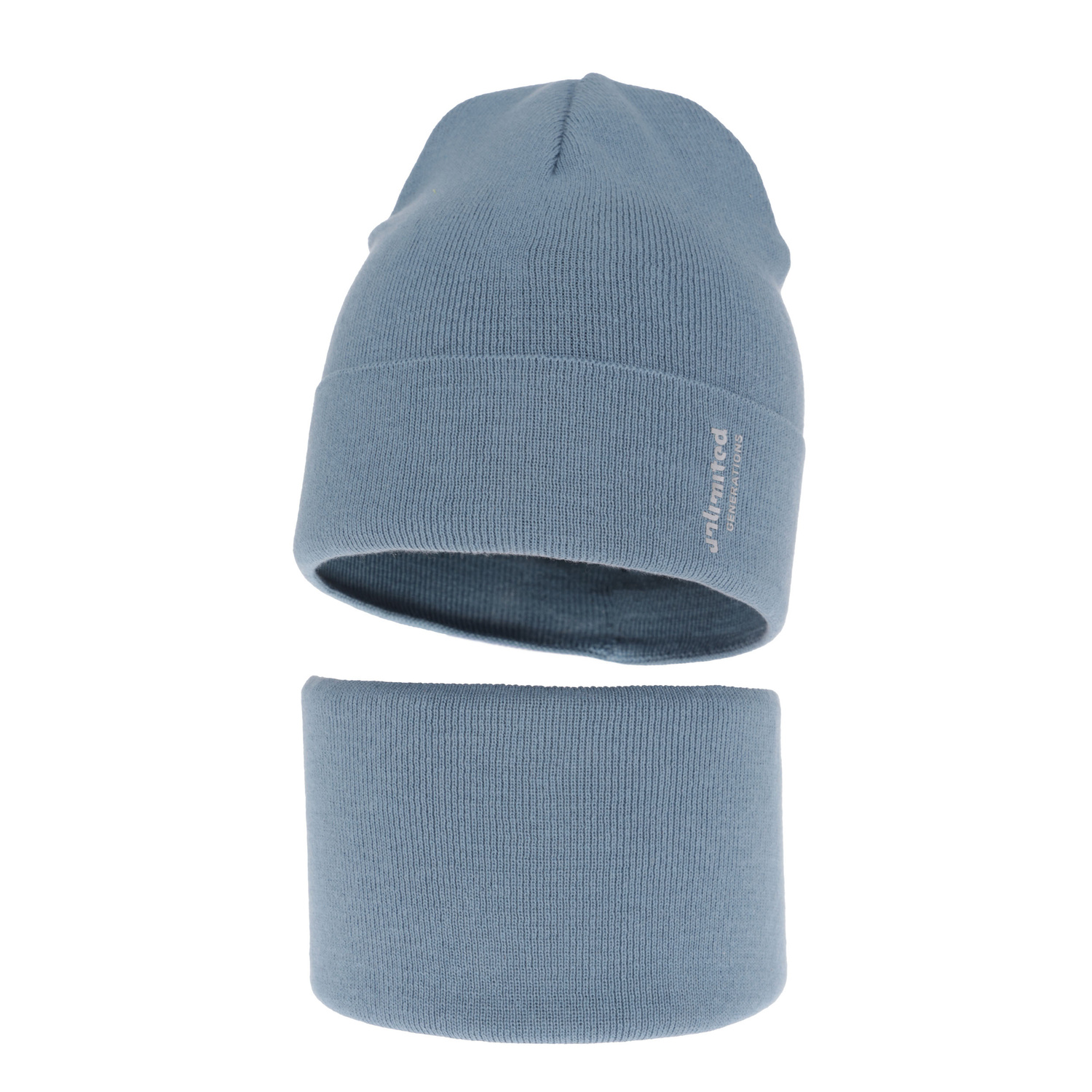 Ensemble automne/printemps garçon: bonnet et snood, met katoen, bleu clair, Timothe
