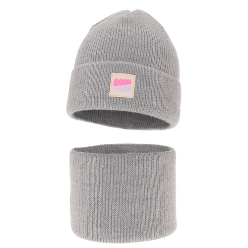 Ensemble d'hiver fille: bonnet et snood, gris, Josephin