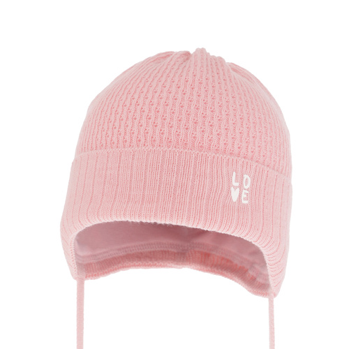 Bonnet automne/printemps fille, rose, avec liens, Camilla