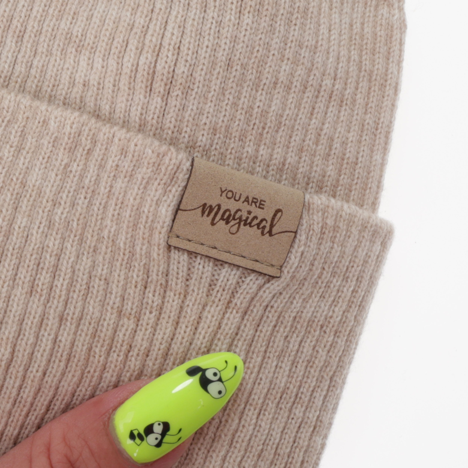 Meisjes herfst/lente set (muts en buissjaal), beige, 100% Merino Wol, Magenta