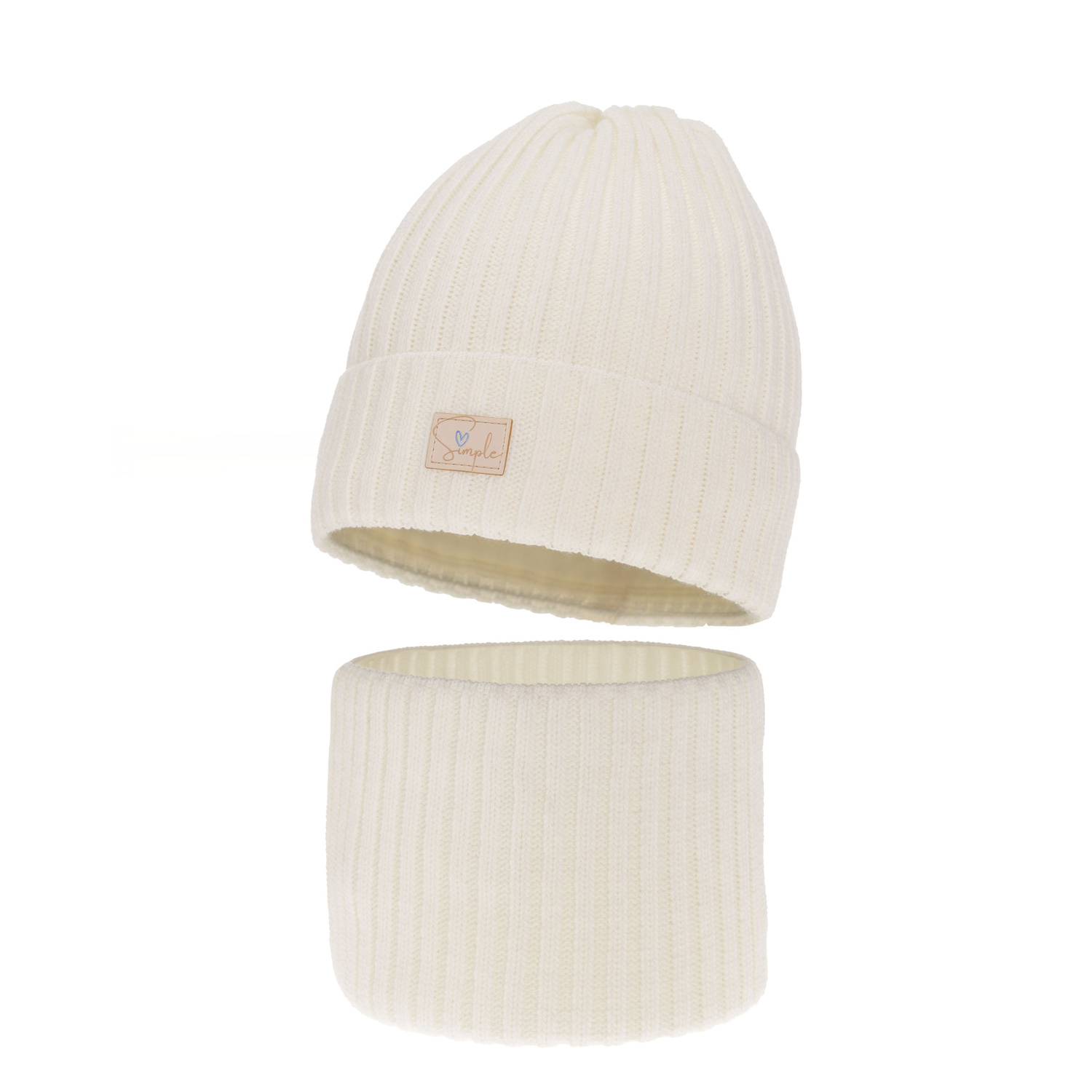 Ensemble d'hiver fille: bonnet et snood, crème, Tampa