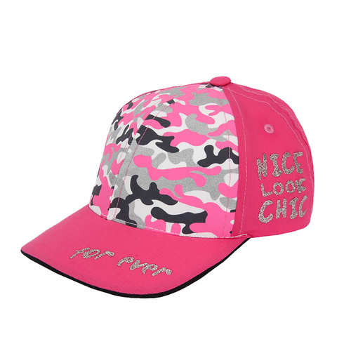 Meisjes baseballpet, Roze, Met elastiek achter, Camouflage