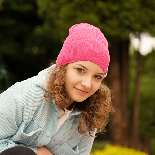 Meisjes herfst/lente set muts en buissjaal, met katoen, roze, Farinka