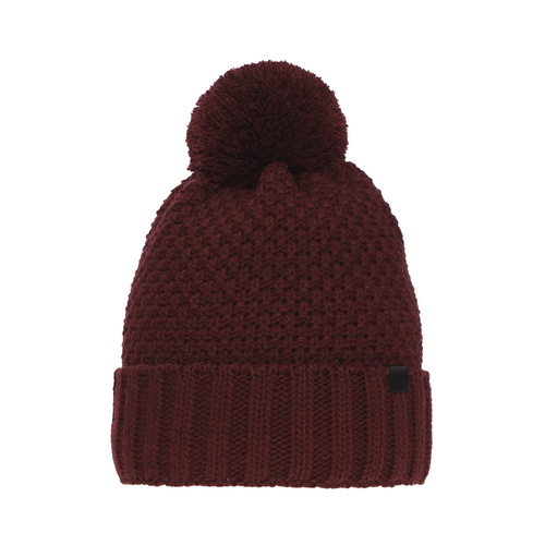Jongens wintermuts, bordeaux, met garen pompon, Polins