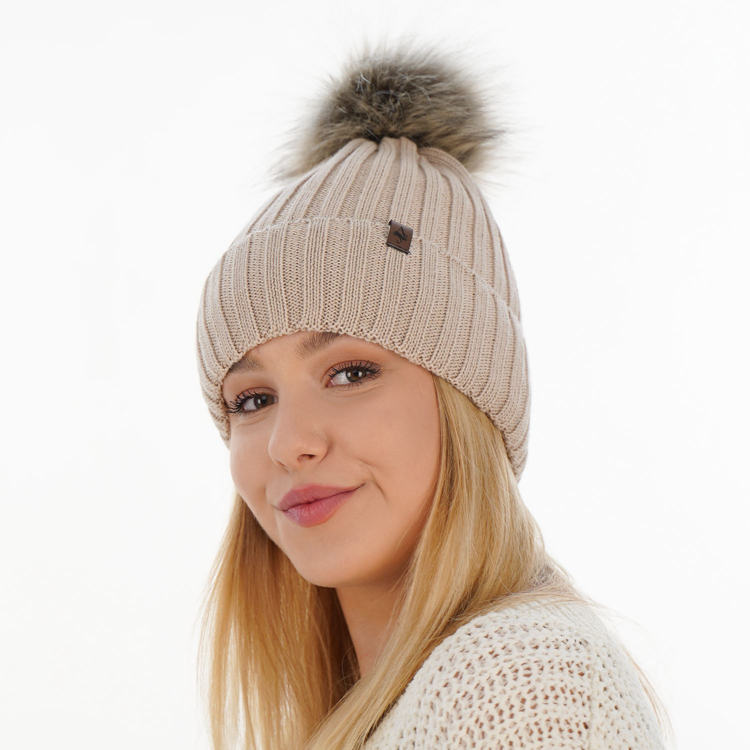 Dames wintermuts, grijs, met merinowol, Texa