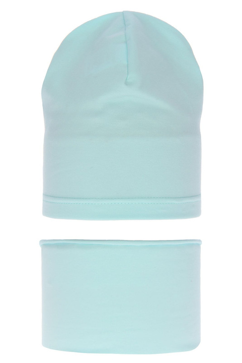 Meisjes herfst/lente set muts en buissjaal, mint, katoenen, Hazelka