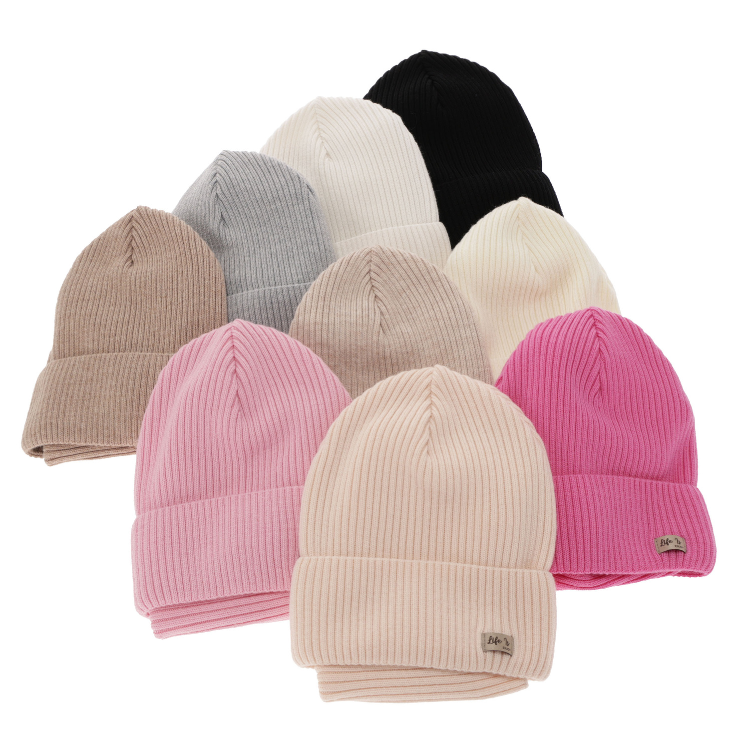 Ensemble automne/printemps fille: bonnet et snood, rose clair, avec laine mérinos, Itra