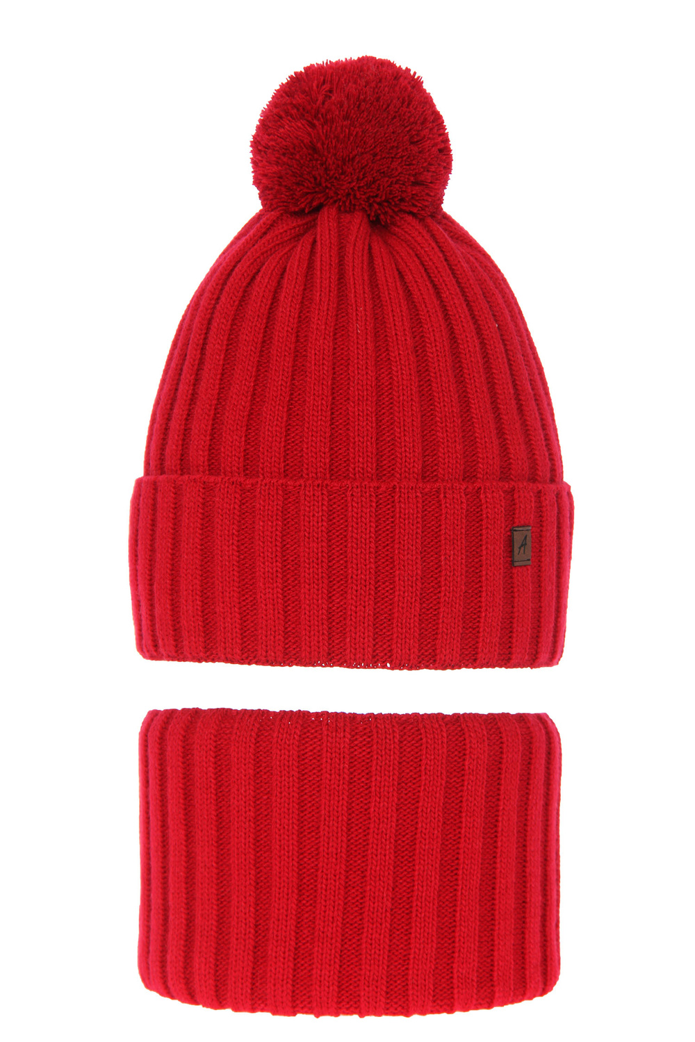 Jongens winter set, rood, met garen pompon, Wiliam