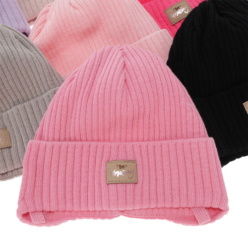 Meisjes herfst/lente muts, roze, met bindkoorden, met katoen, Tindra